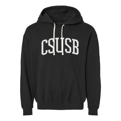 CSUSB Vintage Retro College Athletic Sports Garment-Dyed Fleece Hoodie