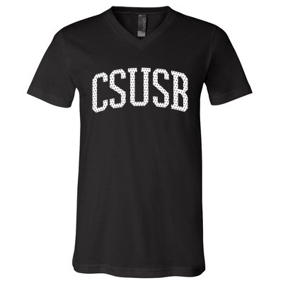 CSUSB Vintage Retro College Athletic Sports V-Neck T-Shirt