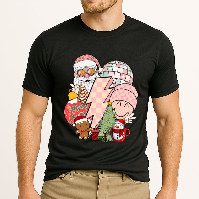 Christmas Vibes Retro Groovy Smile Face Santa Claus Cookie Gift Performance Shirt