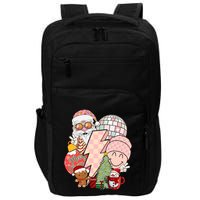 Christmas Vibes Retro Groovy Smile Face Santa Claus Cookie Gift Impact Tech Backpack