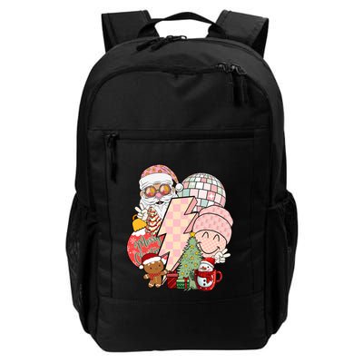 Christmas Vibes Retro Groovy Smile Face Santa Claus Cookie Gift Backpack