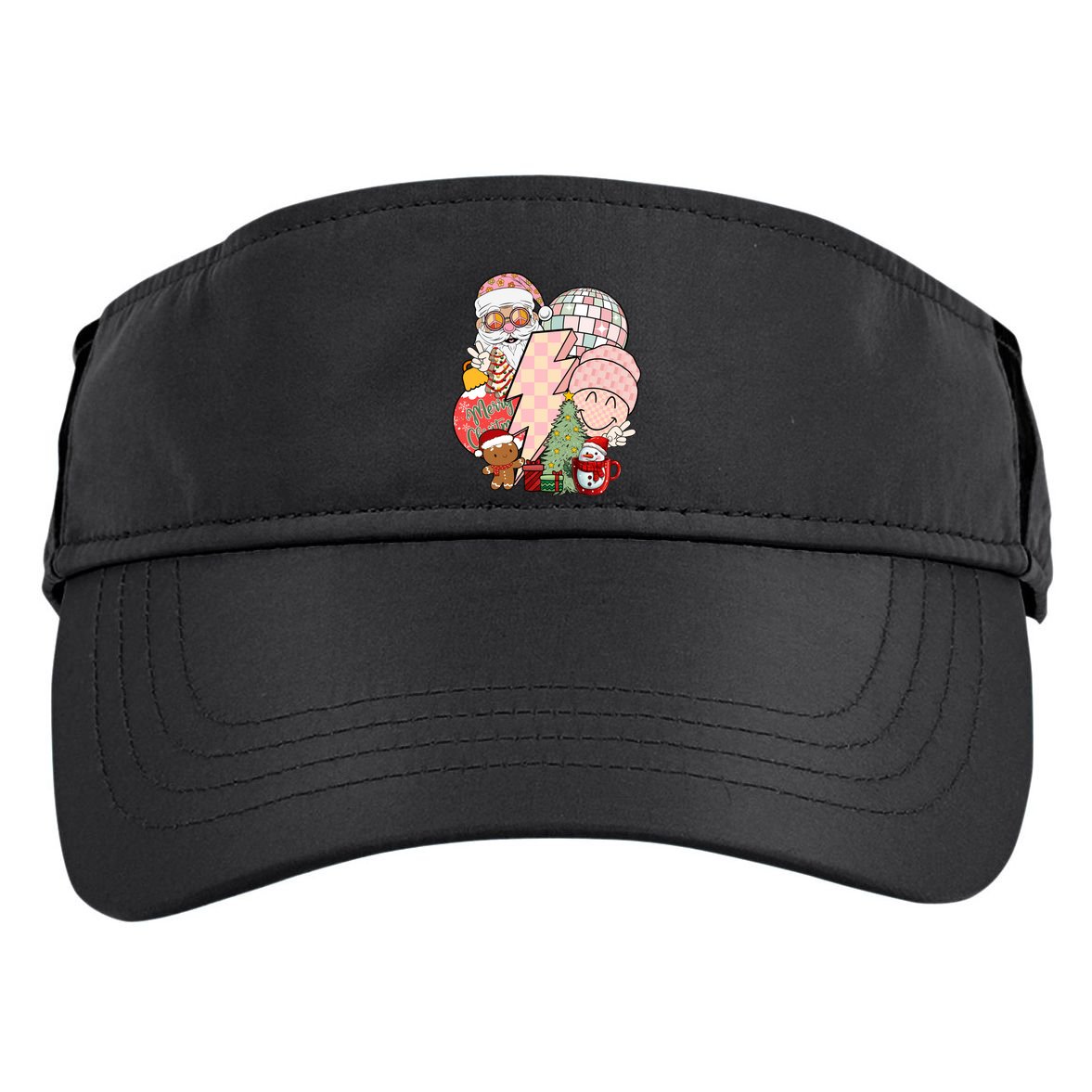 Christmas Vibes Retro Groovy Smile Face Santa Claus Cookie Gift Adult Drive Performance Visor