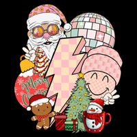Christmas Vibes Retro Groovy Smile Face Santa Claus Cookie Gift Bucket Hat