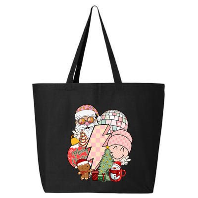 Christmas Vibes Retro Groovy Smile Face Santa Claus Cookie Gift 25L Jumbo Tote