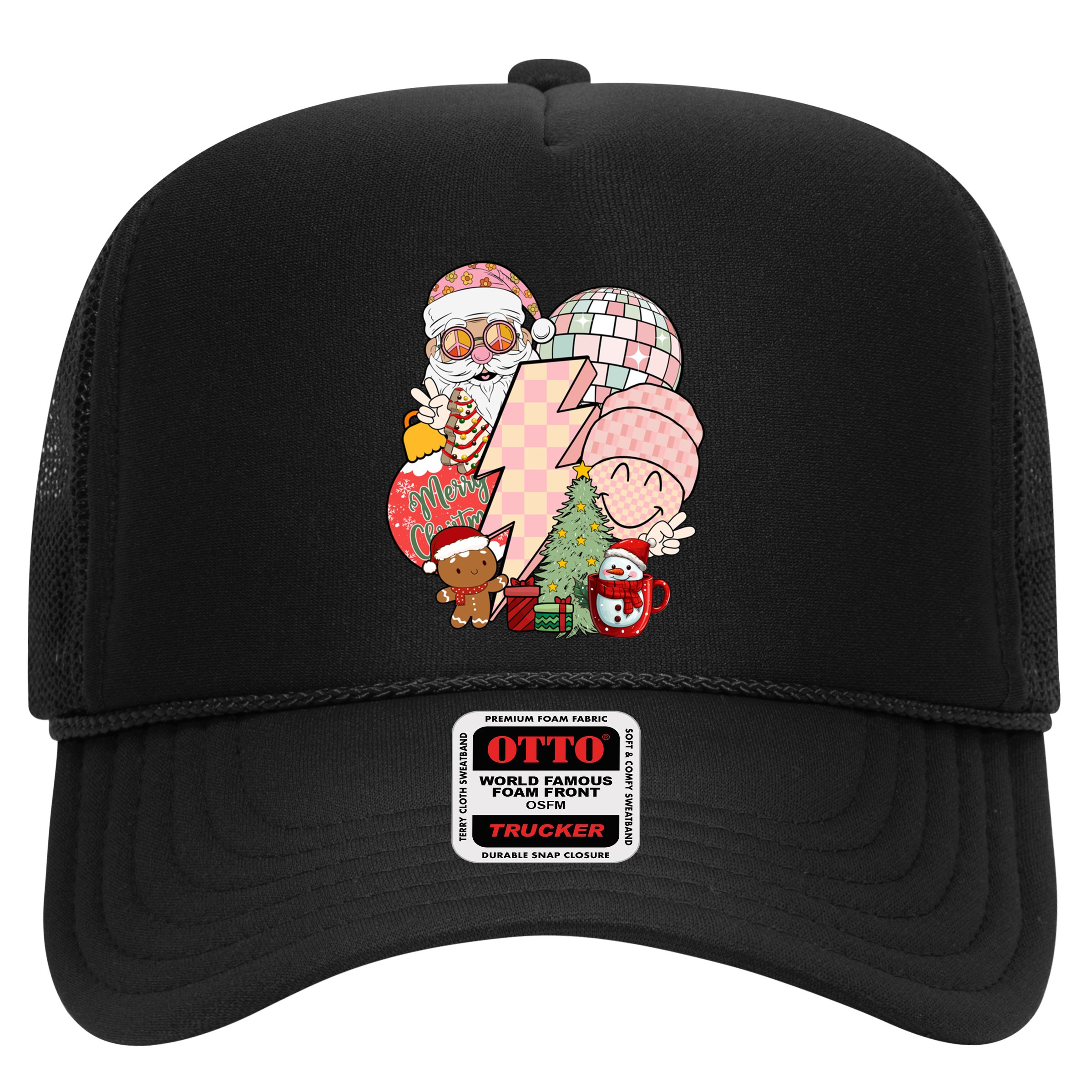 Christmas Vibes Retro Groovy Smile Face Santa Claus Cookie Gift Hat