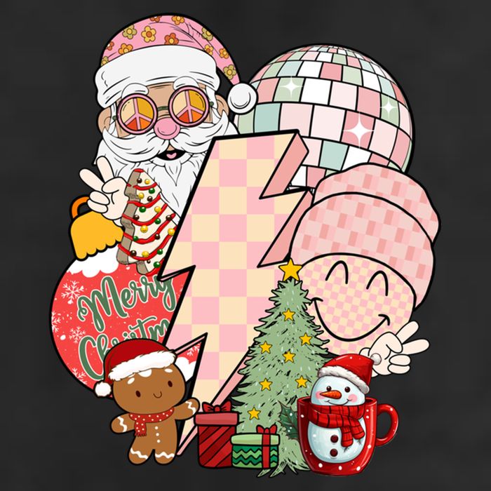 Christmas Vibes Retro Groovy Smile Face Santa Claus Cookie Gift Hat