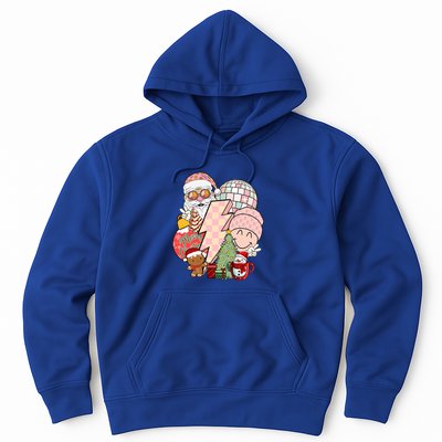 Christmas Vibes Retro Groovy Smile Face Santa Claus Cookie Gift Hoodie