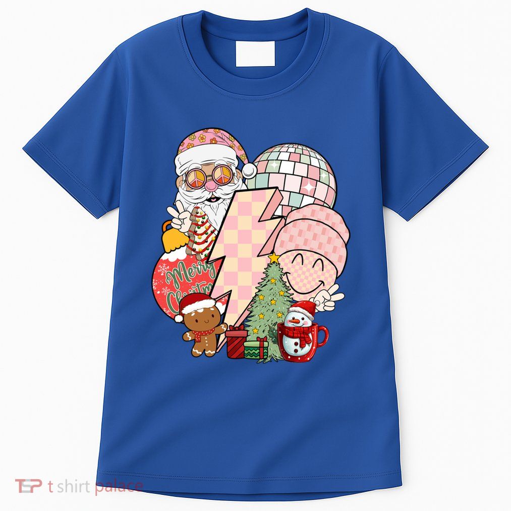 Christmas Vibes Retro Groovy Smile Face Santa Claus Cookie Gift Tall T-Shirt