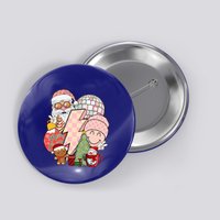 Christmas Vibes Retro Groovy Smile Face Santa Claus Cookie Gift Button