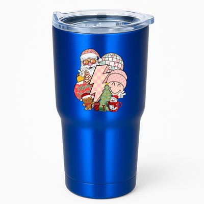 Christmas Vibes Retro Groovy Smile Face Santa Claus Cookie Gift Tumbler