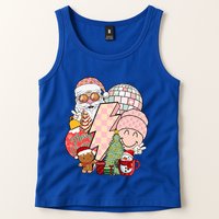 Christmas Vibes Retro Groovy Smile Face Santa Claus Cookie Gift Tank Top