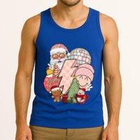 Christmas Vibes Retro Groovy Smile Face Santa Claus Cookie Gift Tank Top