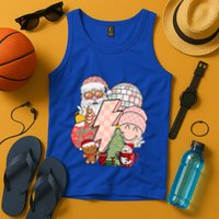 Christmas Vibes Retro Groovy Smile Face Santa Claus Cookie Gift Tank Top
