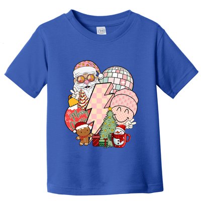 Christmas Vibes Retro Groovy Smile Face Santa Claus Cookie Gift Toddler T-Shirt