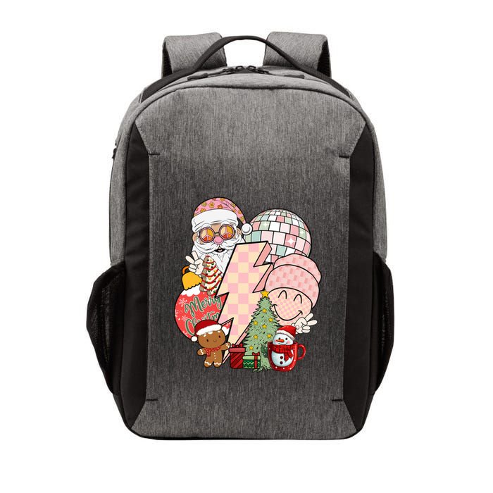 Christmas Vibes Retro Groovy Smile Face Santa Claus Cookie Gift Vector Backpack