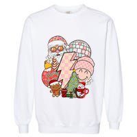 Christmas Vibes Retro Groovy Smile Face Santa Claus Cookie Gift Garment-Dyed Sweatshirt