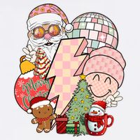 Christmas Vibes Retro Groovy Smile Face Santa Claus Cookie Gift Garment-Dyed Sweatshirt