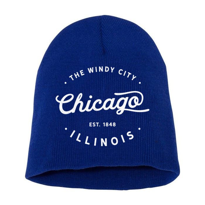 Classic Vintage Retro Chicago Illinois Windy City Souvenir Great Gift Short Acrylic Beanie