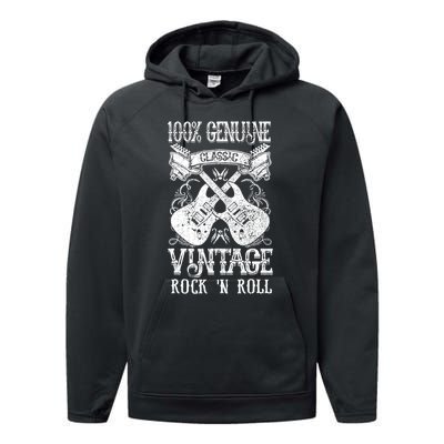 Classic Vintage Rock 'N Roll Funny Music Guitars Gift Performance Fleece Hoodie