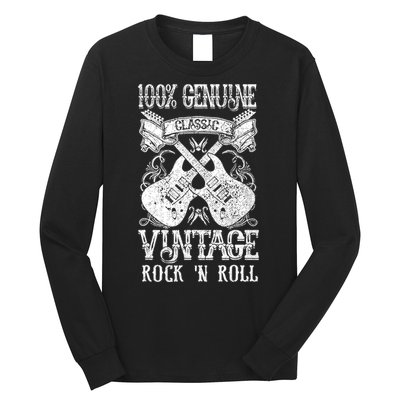 Classic Vintage Rock 'N Roll Funny Music Guitars Gift Long Sleeve Shirt