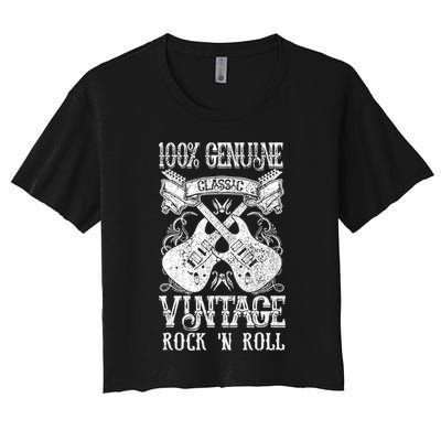 Classic Vintage Rock 'N Roll Funny Music Guitars Gift Crop Top