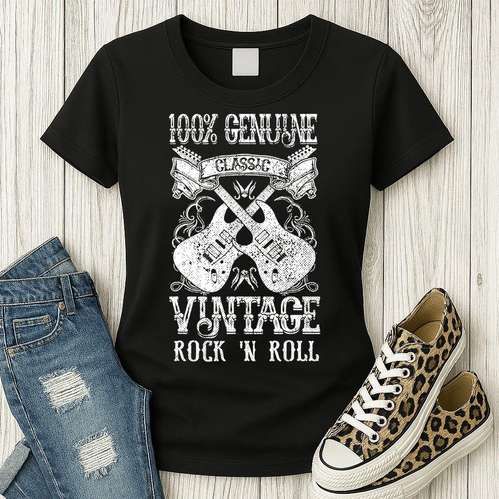 Classic Vintage Rock 'N Roll Funny Music Guitars Gift Womens T-Shirt