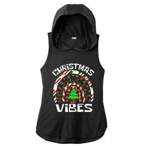 CHRISTMAS VIBES Rainbow Funny Xmas Pajama Ladies PosiCharge Tri-Blend Wicking Draft Hoodie Tank