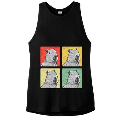 Capybara Vintage Rodent Grasseater Capybara Ladies PosiCharge Tri-Blend Wicking Tank