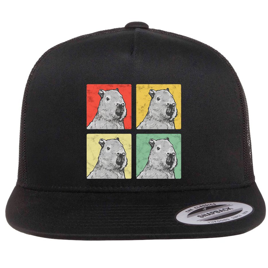 Capybara Vintage Rodent Grasseater Capybara Flat Bill Trucker Hat