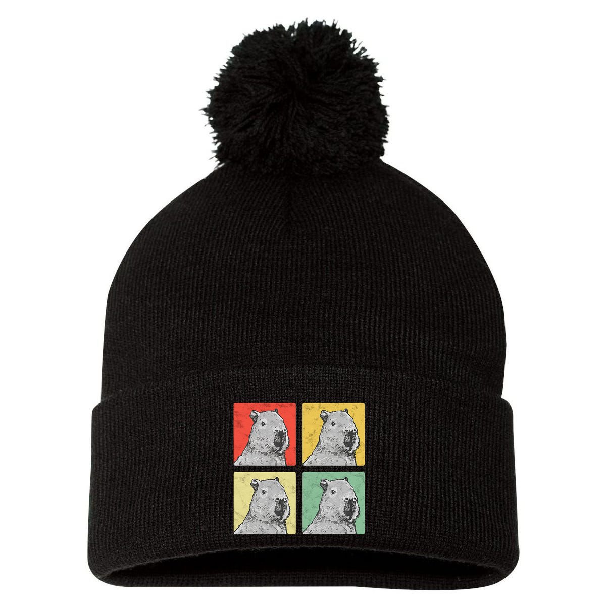 Capybara Vintage Rodent Grasseater Capybara Pom Pom 12in Knit Beanie