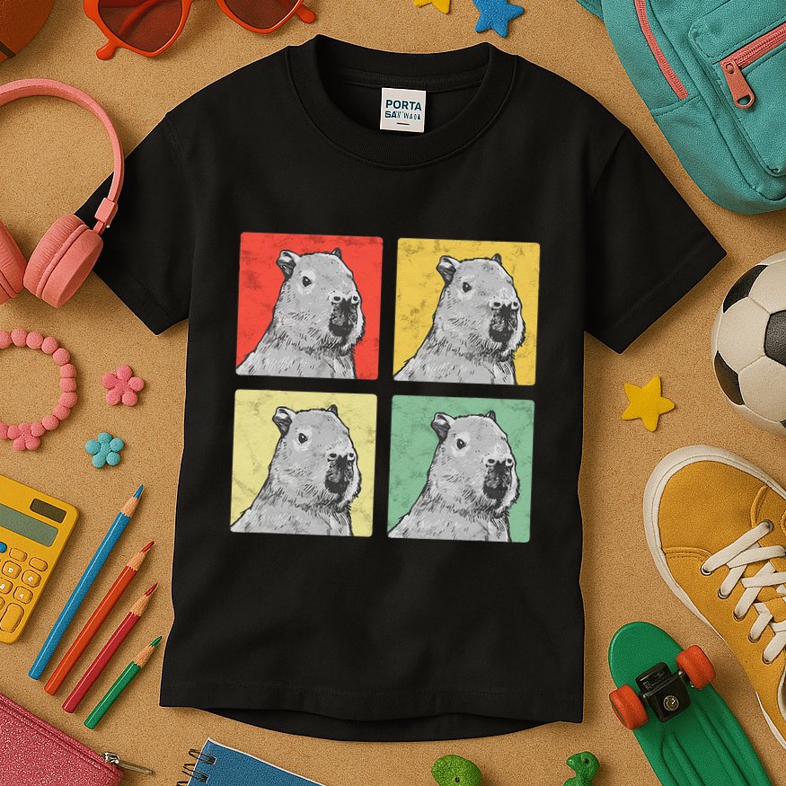 Capybara Vintage Rodent Grasseater Capybara Kids T-Shirt