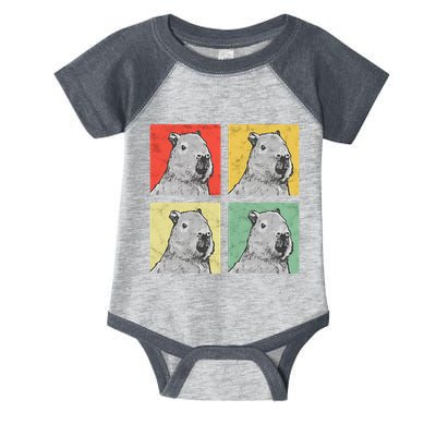 Capybara Vintage Rodent Grasseater Capybara Infant Baby Jersey Bodysuit