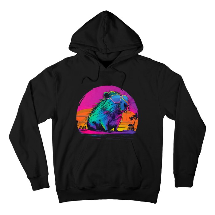 Capybara Vintage Rodent Retro Vaporwave Aesthetic Goth Hoodie