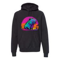 Capybara Vintage Rodent Retro Vaporwave Aesthetic Goth Premium Hoodie