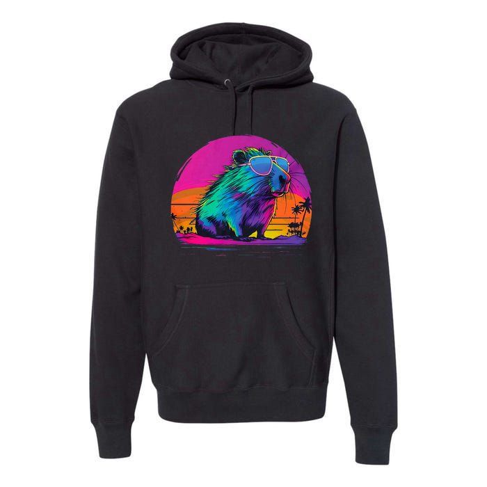 Capybara Vintage Rodent Retro Vaporwave Aesthetic Goth Premium Hoodie