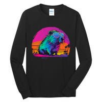 Capybara Vintage Rodent Retro Vaporwave Aesthetic Goth Tall Long Sleeve T-Shirt