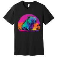 Capybara Vintage Rodent Retro Vaporwave Aesthetic Goth Premium T-Shirt