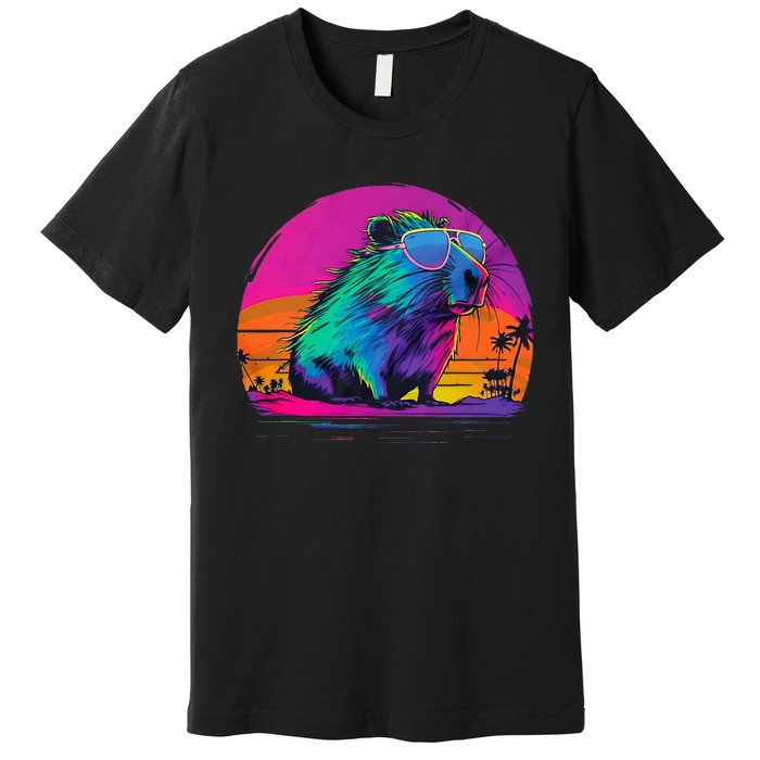 Capybara Vintage Rodent Retro Vaporwave Aesthetic Goth Premium T-Shirt