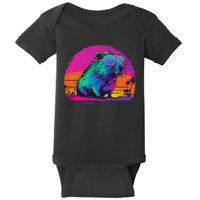 Capybara Vintage Rodent Retro Vaporwave Aesthetic Goth Baby Bodysuit