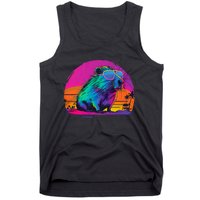 Capybara Vintage Rodent Retro Vaporwave Aesthetic Goth Tank Top