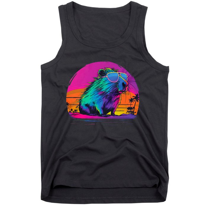 Capybara Vintage Rodent Retro Vaporwave Aesthetic Goth Tank Top