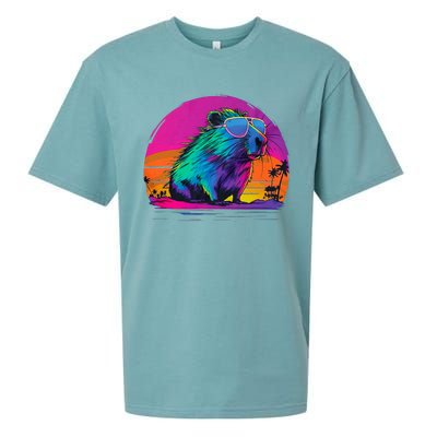 Capybara Vintage Rodent Retro Vaporwave Aesthetic Goth Sueded Cloud Jersey T-Shirt