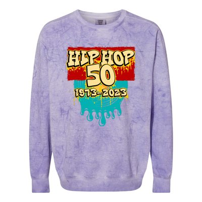 Celebration Vinyl Retro 50 Years Of Hip Hop 50th Anniversary Gift Colorblast Crewneck Sweatshirt