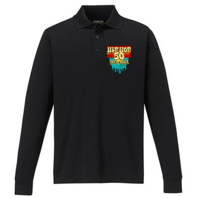 Celebration Vinyl Retro 50 Years Of Hip Hop 50th Anniversary Gift Performance Long Sleeve Polo