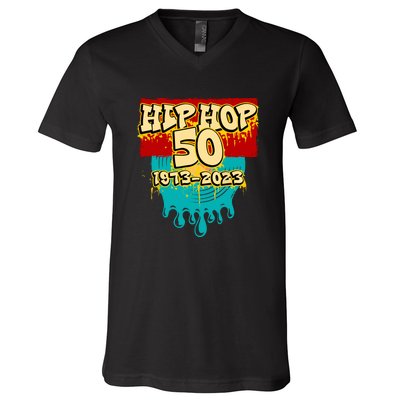 Celebration Vinyl Retro 50 Years Of Hip Hop 50th Anniversary Gift V-Neck T-Shirt