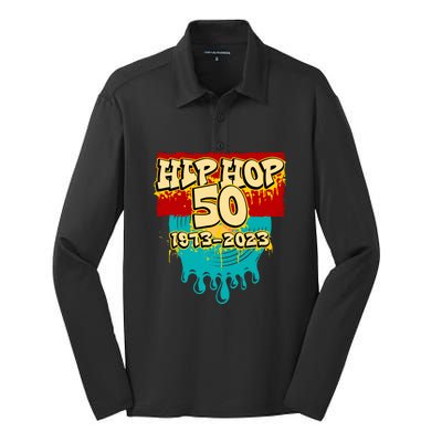 Celebration Vinyl Retro 50 Years Of Hip Hop 50th Anniversary Gift Silk Touch Performance Long Sleeve Polo