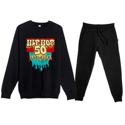 Celebration Vinyl Retro 50 Years Of Hip Hop 50th Anniversary Gift Premium Crewneck Sweatsuit Set