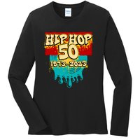 Celebration Vinyl Retro 50 Years Of Hip Hop 50th Anniversary Gift Ladies Long Sleeve Shirt