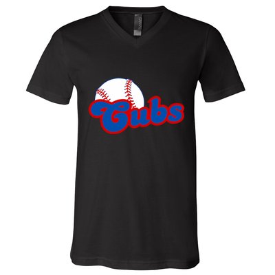 Cubs Vintage Retro Last Name Personalized Apparel Cubs Lover V-Neck T-Shirt