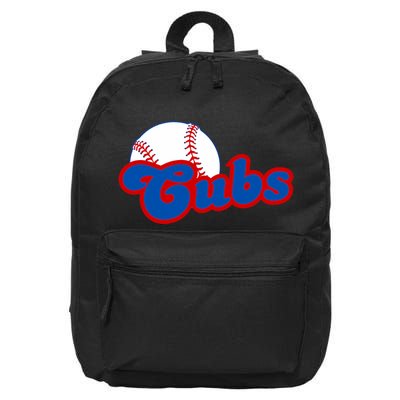 Cubs Vintage Retro Last Name Personalized Apparel Cubs Lover 16 in Basic Backpack